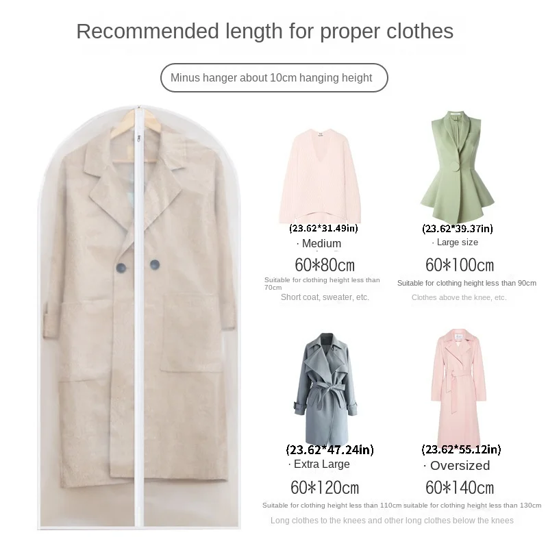 Clothes Storage Bag Garment Dust Covers Set 5/10pcs with Zipper Hanging Washable Protectors for MoistureProof Closet Organizer