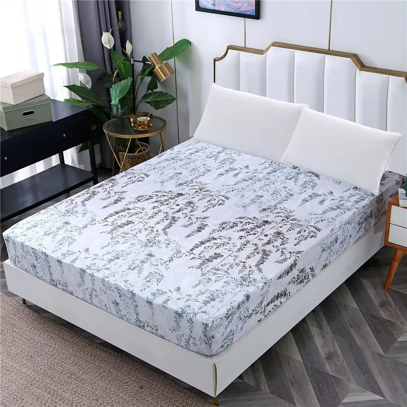 LAGMTA 1 Pc 100% Polyester Printing Fitted Sheet Mattress Cover Four Corners With Elastic Band Bed Sheet 4