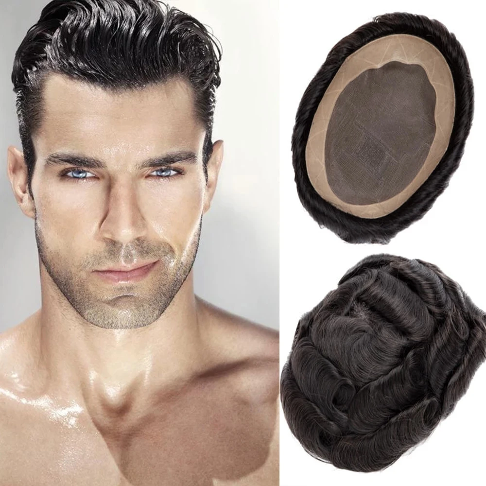 20MM Curly Black Brown Blonde Mens Wigs Human Hair Super