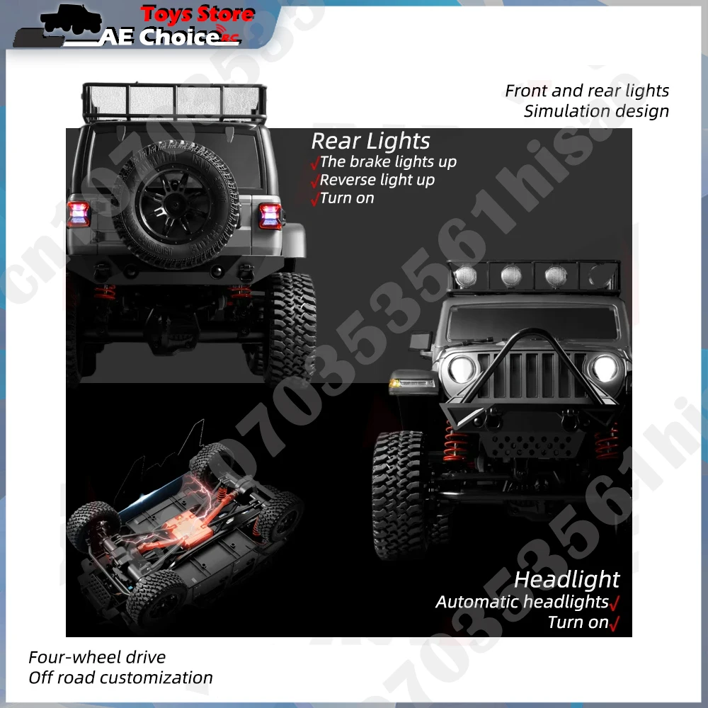 MN128 1/12 RC Car 4WD Jeep Model 2.4G Remote Control LED Light 4X4 Off Road 4WD Climbing RC Truck Electric Toy Car Gift for Boy 4
