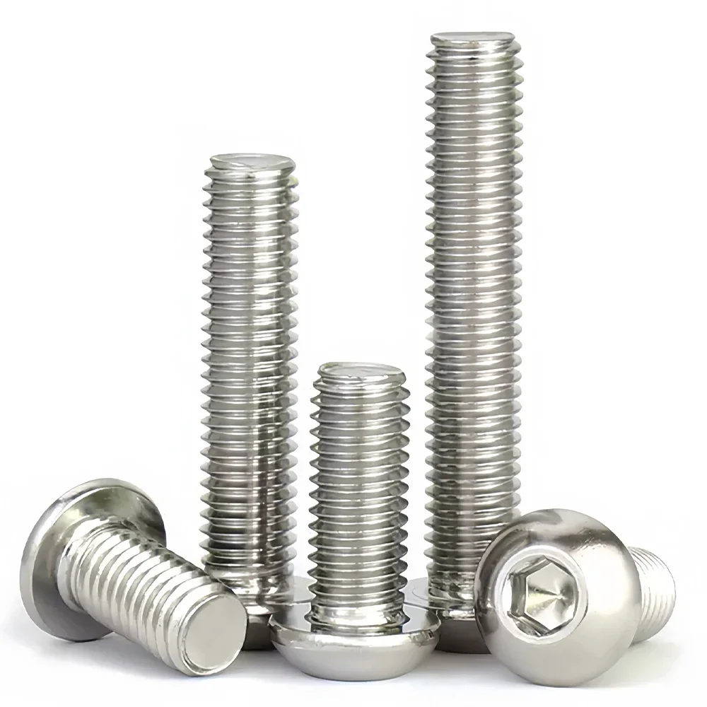 M2 M3 M4 M5 M6 M8 M10 M12 304 Stainless Steel Round Pan Head Hex Hexagon Socket Screw Mushroom Button Head Allen Bolts DIN7380