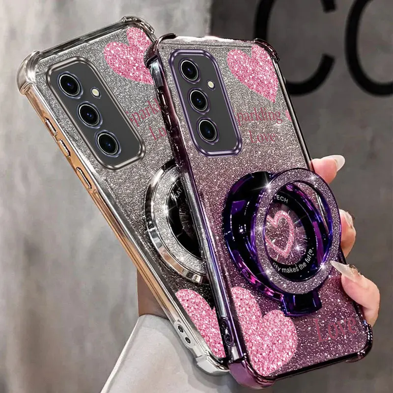 Pearl Strap Glitter Love Phone Holder Case