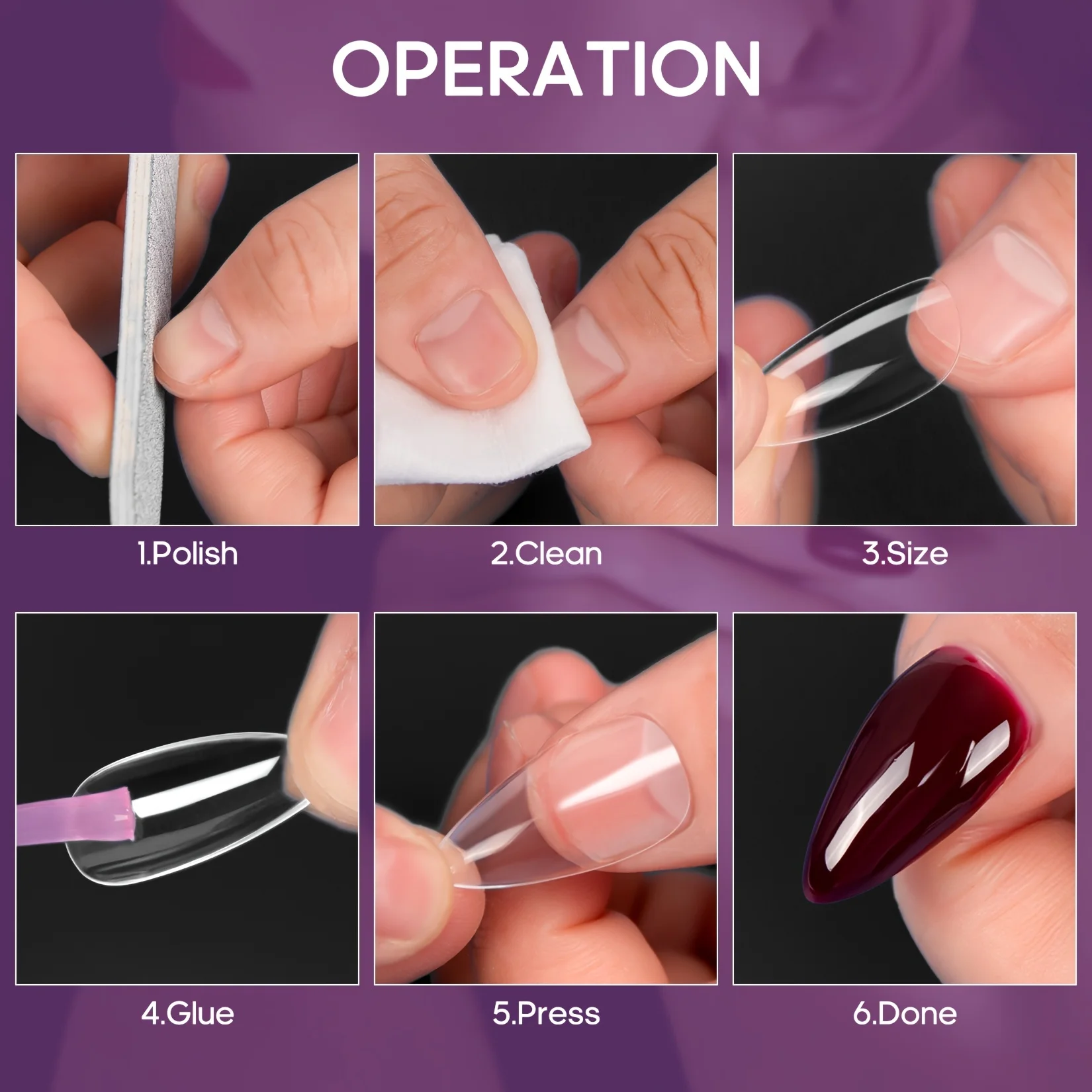 Almond False Nail Tips 240 Pcs 12 Sizes for Home DIY Manicure