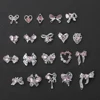 10Pcs Zircon Pink Nail Art Charms 3D Luxury Bow Heart Butterfly Inlaid Pink Diamond Rhinestone Decoration DIY Manicure Parts 3