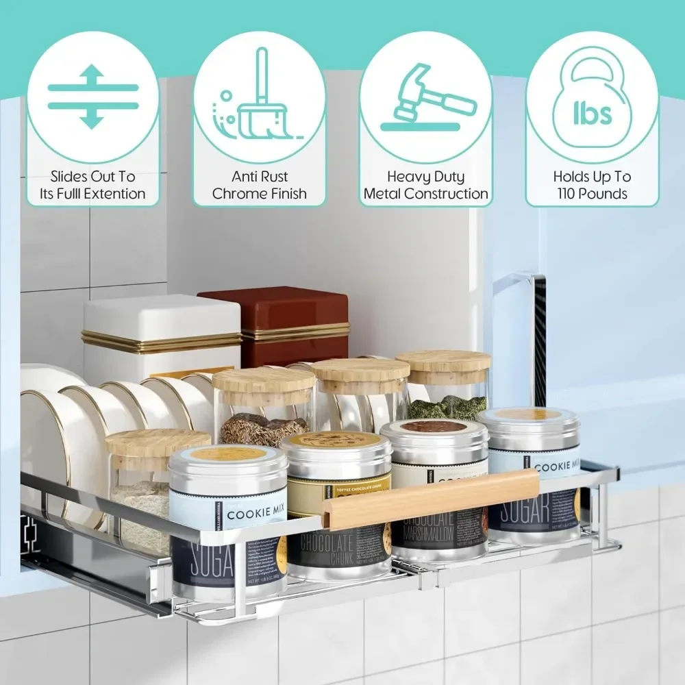 2Pack Expandable Pull Out Cabinet Organizer Closet Organizers 16.3~26.3''W x 17.3''D storage