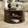 31.5" Drum Coffee Table with Sliding Tambour Door, Fluted Accent Center Table with Storage, Mid Century Modern Coffee Table 2