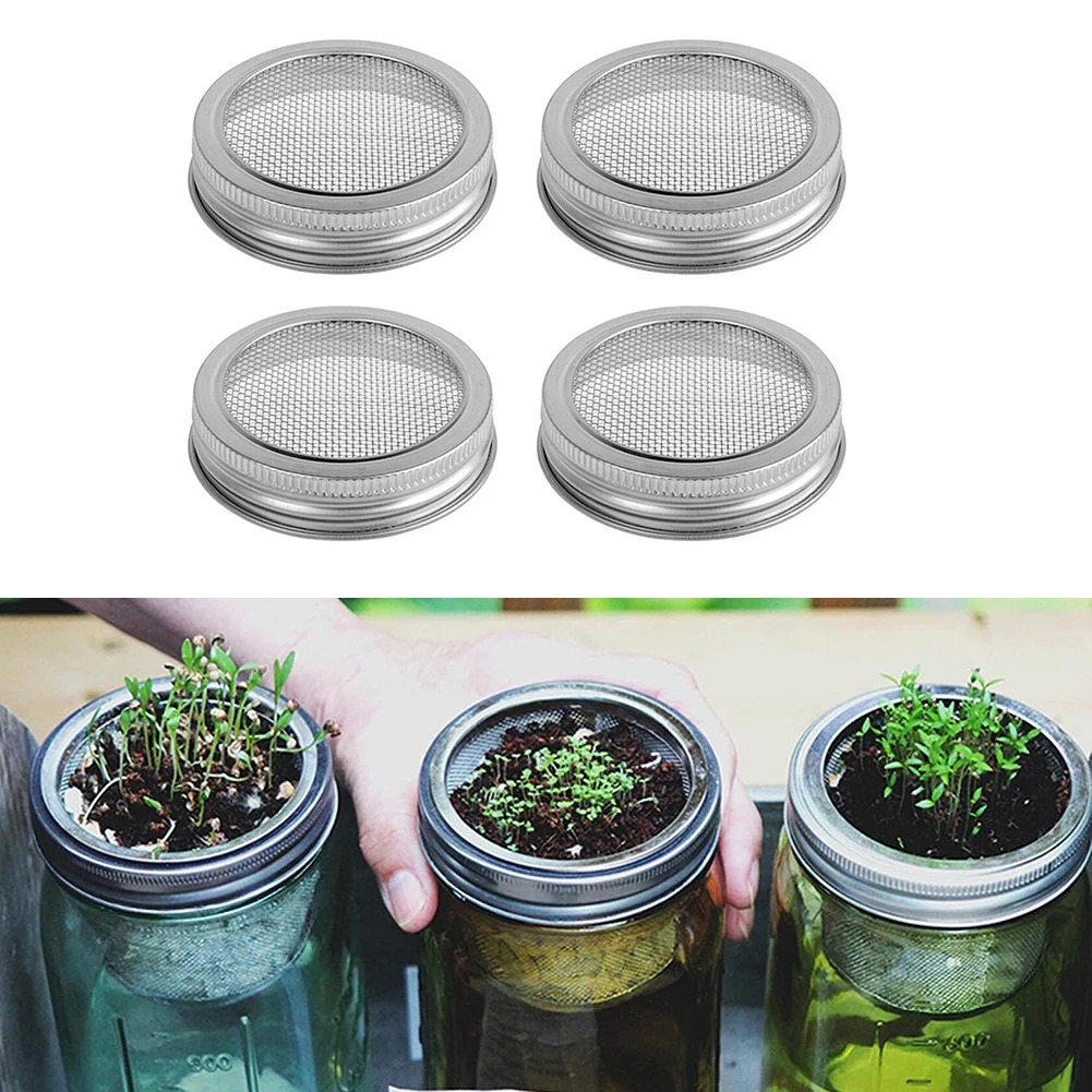 4pcs 70mm Stainless Steel Strainer Sprouting Cover Lid Utensils For Kitchen For Jar Sprout Kitchen Gadgets Item