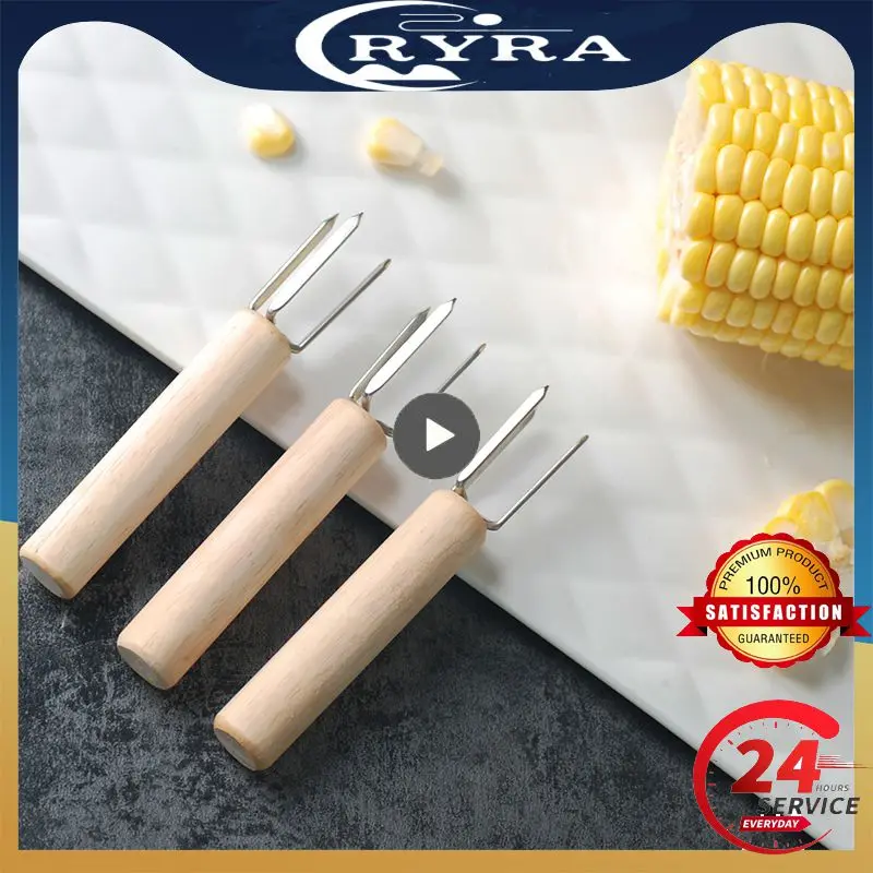 Forchette Di Mais Forchette Per Alimenti Ago Per Arrosto Di Mais Spina Per Mais Barbecue Salsiccia Di Manzo Frutta Manico In Legno Forchetta Accessori