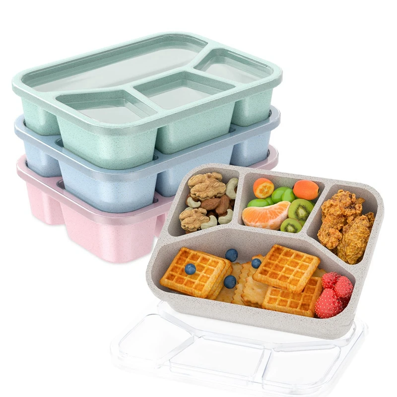 

Контейнер для ланча, контейнеры для хранения пищевых продуктов, контейнер для еды с 4 отделениями и прозрачной крышкой
