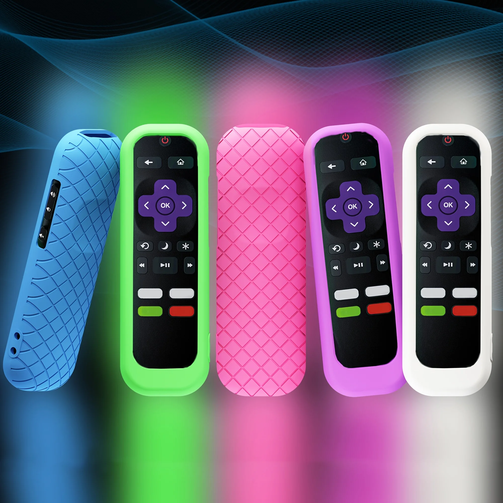 1PC Glow In The Dark Silicone Universal Remote Control Covers TCL Hisense Roku TVs Streaming Sticks 4K Compatible