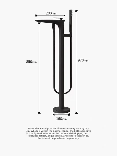 ก๊อกน้ำอ่างอาบน้ำแบบตั้งพื้น ทำจากทองเหลือง สำหรับน้ำร้อนและน้ำเย็น เหมาะสำหรับบ้าน โรงแรม ห้องน้ำ 6