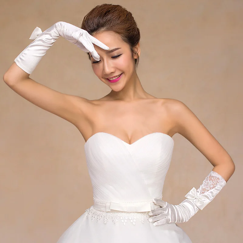 

Women Satin Elbow Long Sexy Gloves Sunscreen Summer Anti-UV Elastic Thin Mittens Driving Full Finger Red White Black Dress Glove