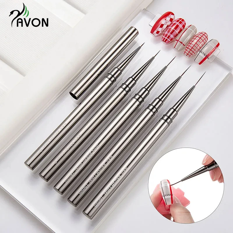 

5PCS Nail Art Liner Brushes Hand Painted Brush Acrylic UV Gel Colours Paints Builder Drawing Pen DIY Manicure Design Accessories