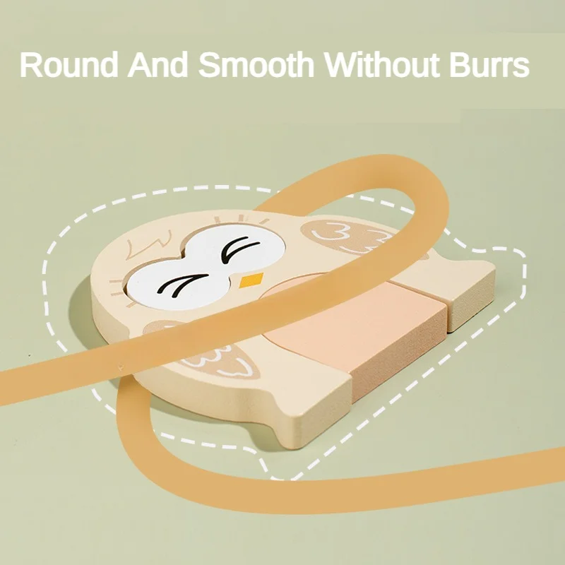 Cute Owl Face Changing Puzzle Montessori Wooden Toy Exercises Baby's Recognition of Colors Patterns Education Interactive Game 3