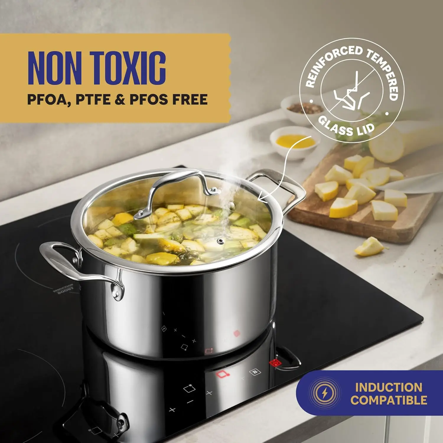 Stainless Steel Pots and Pans Set | 11-Piece w/Glass Lids, Non-Toxic, Induction, Oven Safe | Best 18/0 Ful 2
