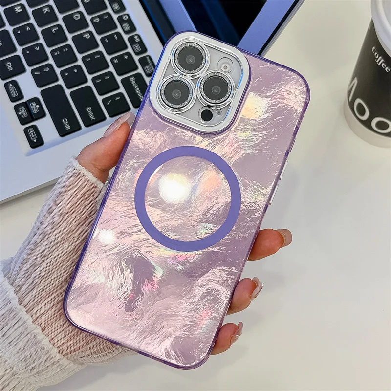Magnetic Laser Glitter Phone Case For Iphone With Magsafe Support_voghion.com
