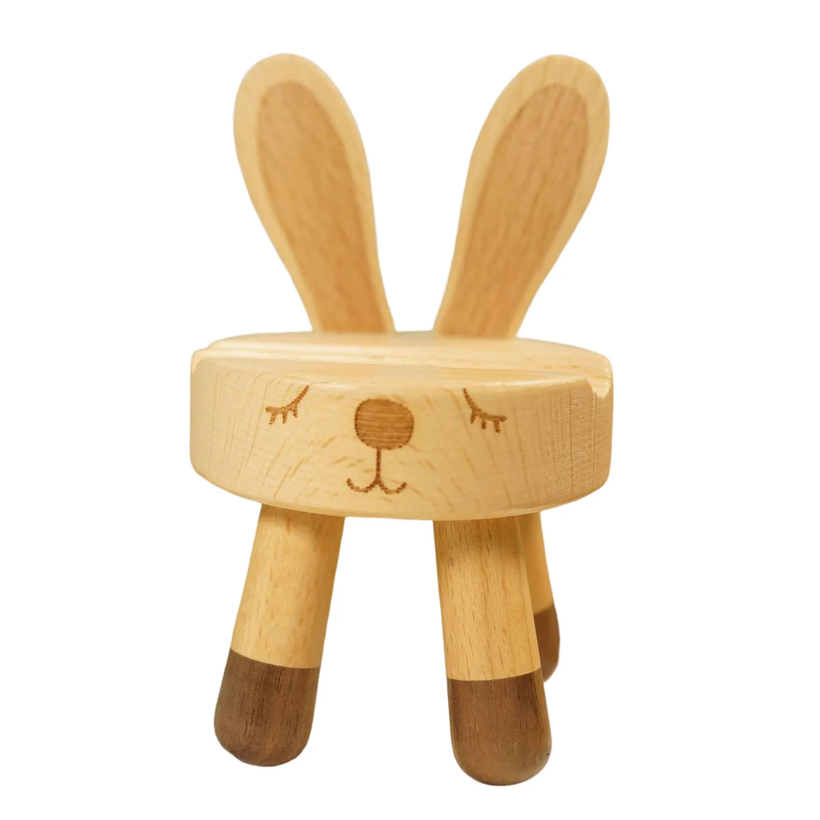 Wooden Bunny Chair Phone Holder Cute Tablet Phone Stand Desktop Ornament