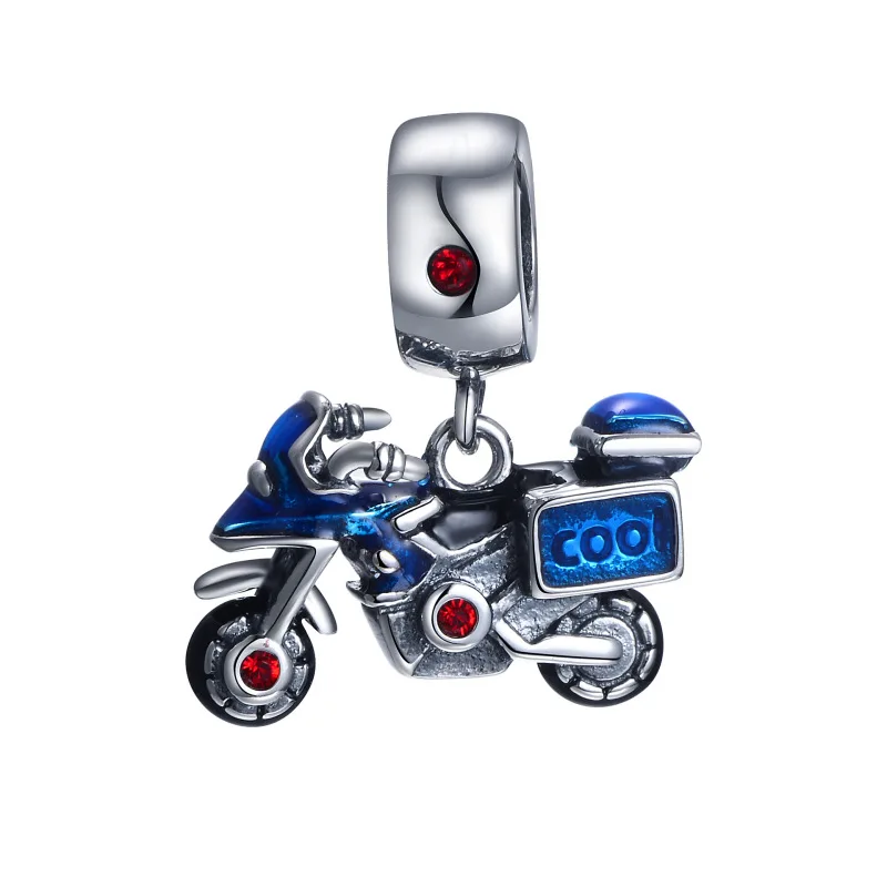 

925 Sterling Silver Moterbike Design Charm Pendant For Bracelet Necklace DIY Crafting Jewelry Making Supplies