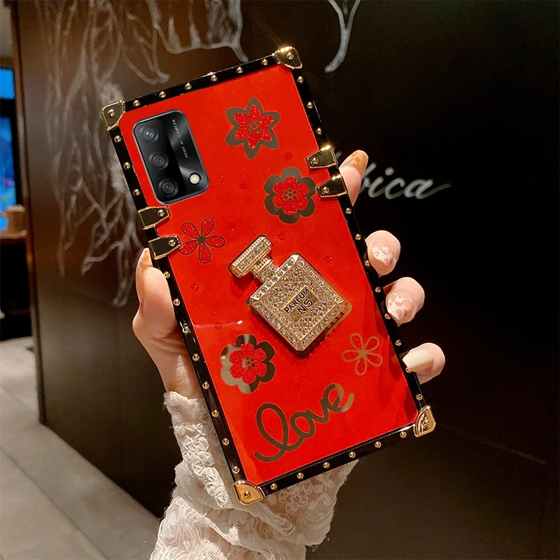 Husa pentru sticla de parfum cu diamante pentru OPPO A16 A15 A54 A53S A74 A94 A52 A53 A5 A9 2020 Realme GT Master C11 C15 C21 Square Pho_voghion.com