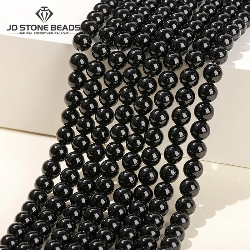 Nat￼rliche Stein Schwarz Obsidian Perlen Glatte Runde Lose Spacer Perlen F￼r Schmuck Machen Diy Charme Armband Halskette Zubeh￶r