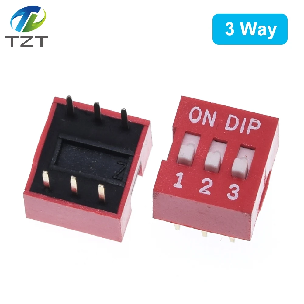 10-Pack Slide-Type DIP Toggle Switch Module - Red, Multi-Position Options
