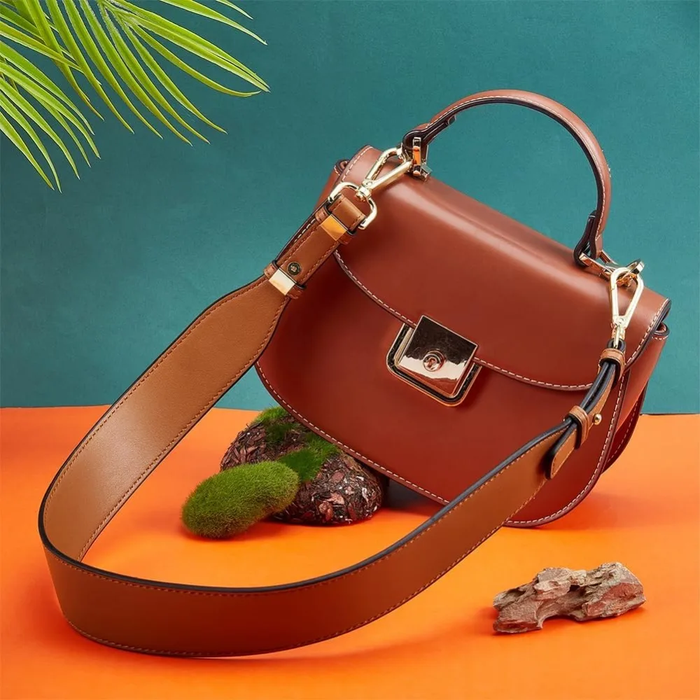 Wide Purse Shoulder Strap Replacement, 31.5 Inch PU Leather Handbag Strap Clutch Bag Handles Shoulder Bag with Alloy