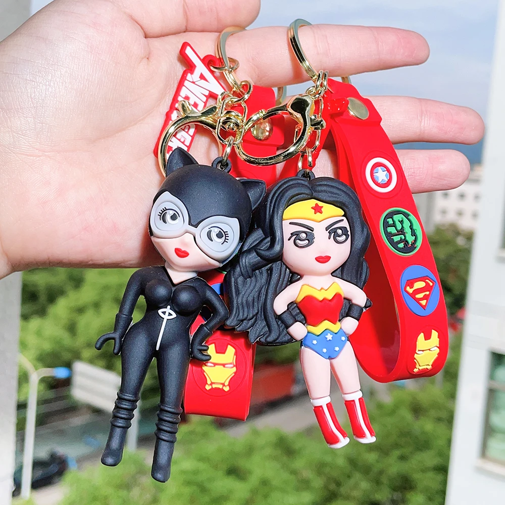 Comics Super Hero Silicone Keychain Cartoon 3D Batman Superman The