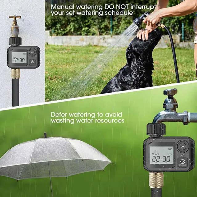 Nagy Képernyőn Megjelenő Kerti Öntözési Időzítő Öntözővezérlő Digitális Programozható Csaptelep -Öntözőrendszer - Image 4