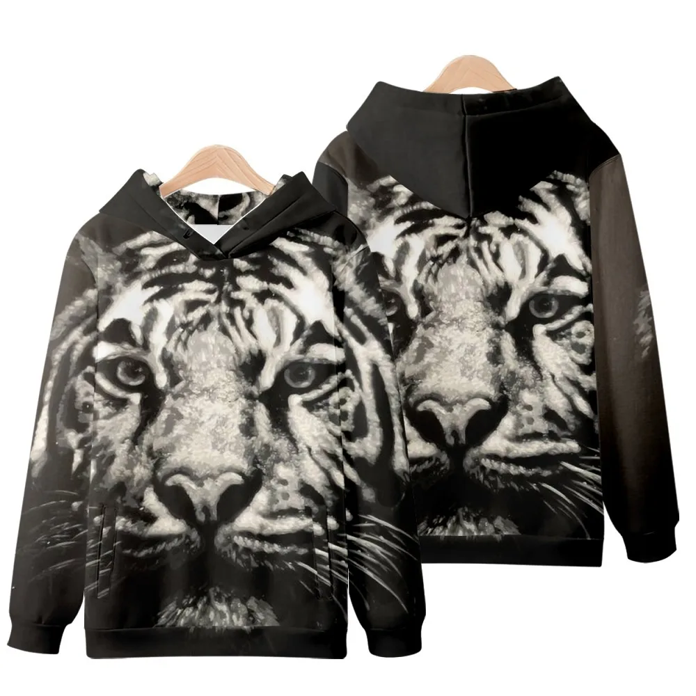 

Hot Printed 3D Tiger Hoodie Men Sweatshirt Women Unisex Pullovers Fashion Kids Animal Hooded Autumn Casual Boys Black Streetwear