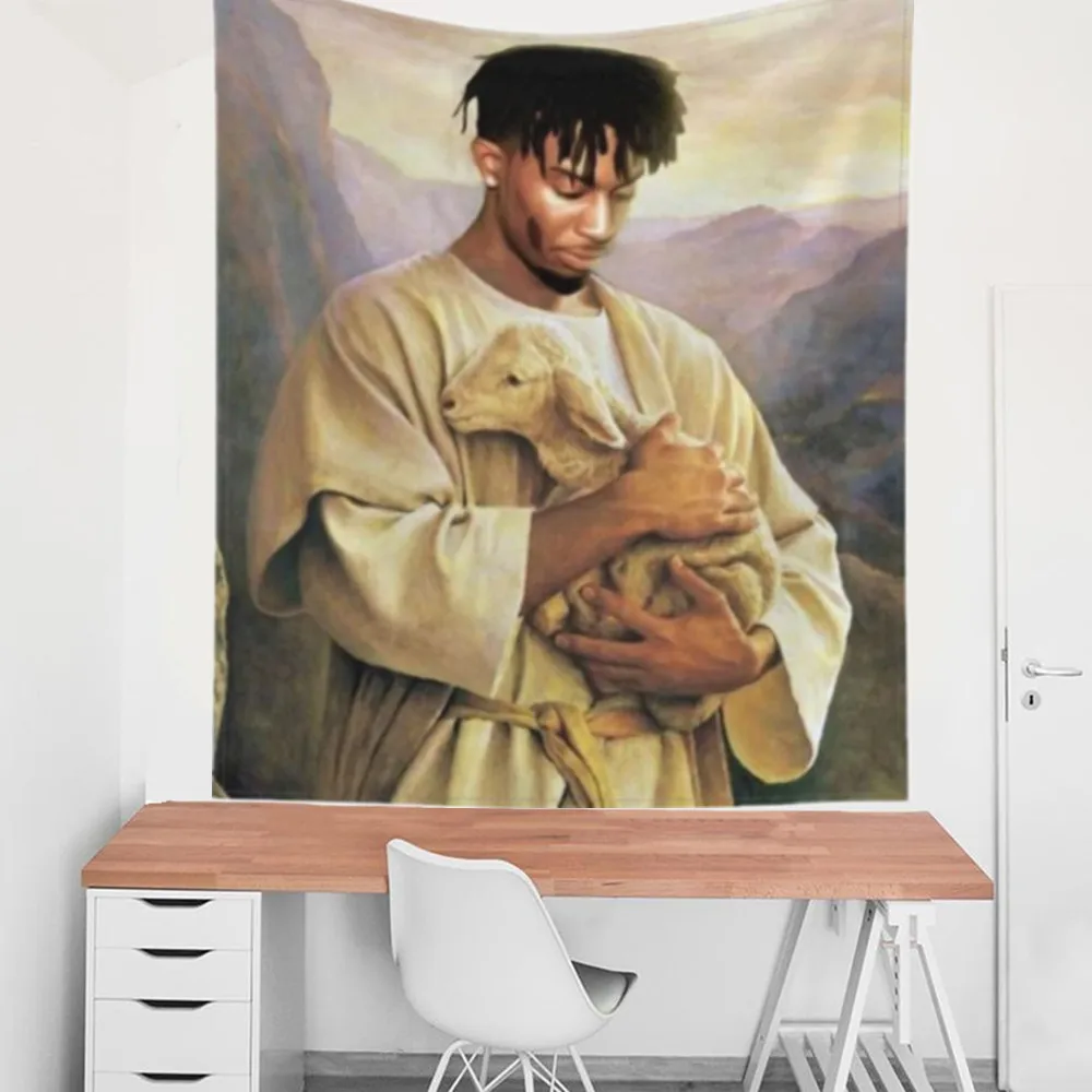 Tapestry Decorations Jesus Christian Playboi Carti Tapestry Wall Cloth Funny Meme Tapetries Bedroom Aesthetic Room Tapestrys Home Decorations