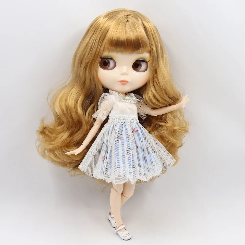 ICY DBS Blyth doll 1/6 BJD Customized nude joint body with white skin, glossy face,blue background is matte face girl gift, toy 6