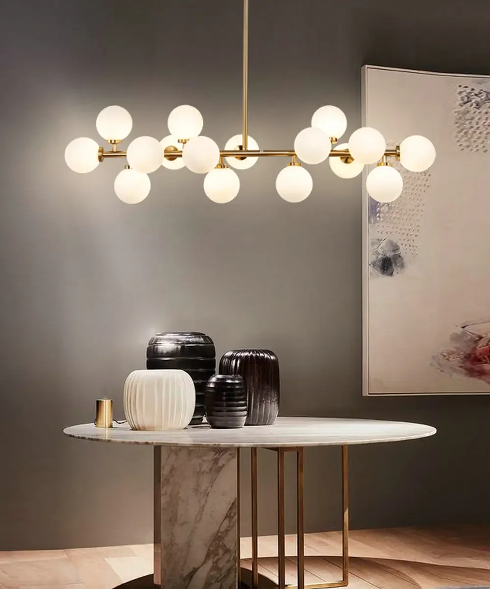 Description Picture 6 of itemNordic Modern Pendant Lamp Luxury Home Decor Lighting Fixtures Glass Round Lampshade Chandelier for Restaurant Villa