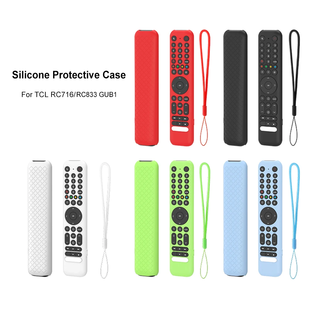 Silicone Remote Case for TCL RC716/RC833 GUB1 Remote Protective Case Anti-Slip Silicone Sleeve Shockproof Anti-Drop with Lanyard