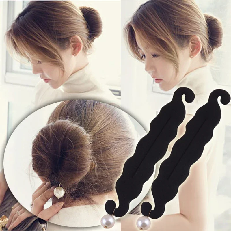 단순히 롤빵 헤어 스타일 액세서리 여성 Braiding 헤어 볼 헤드 헤어 도구 스폰지 헤어 스틱 진주 헤어 링 롤빵 헤어 액세서리