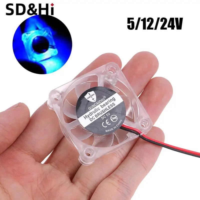 

4010 40x40x10mm DC 5v 12v 24v 0.05A Cooling Fan Transparent LED Iight Emitting Hydraulic Bearing 2pin