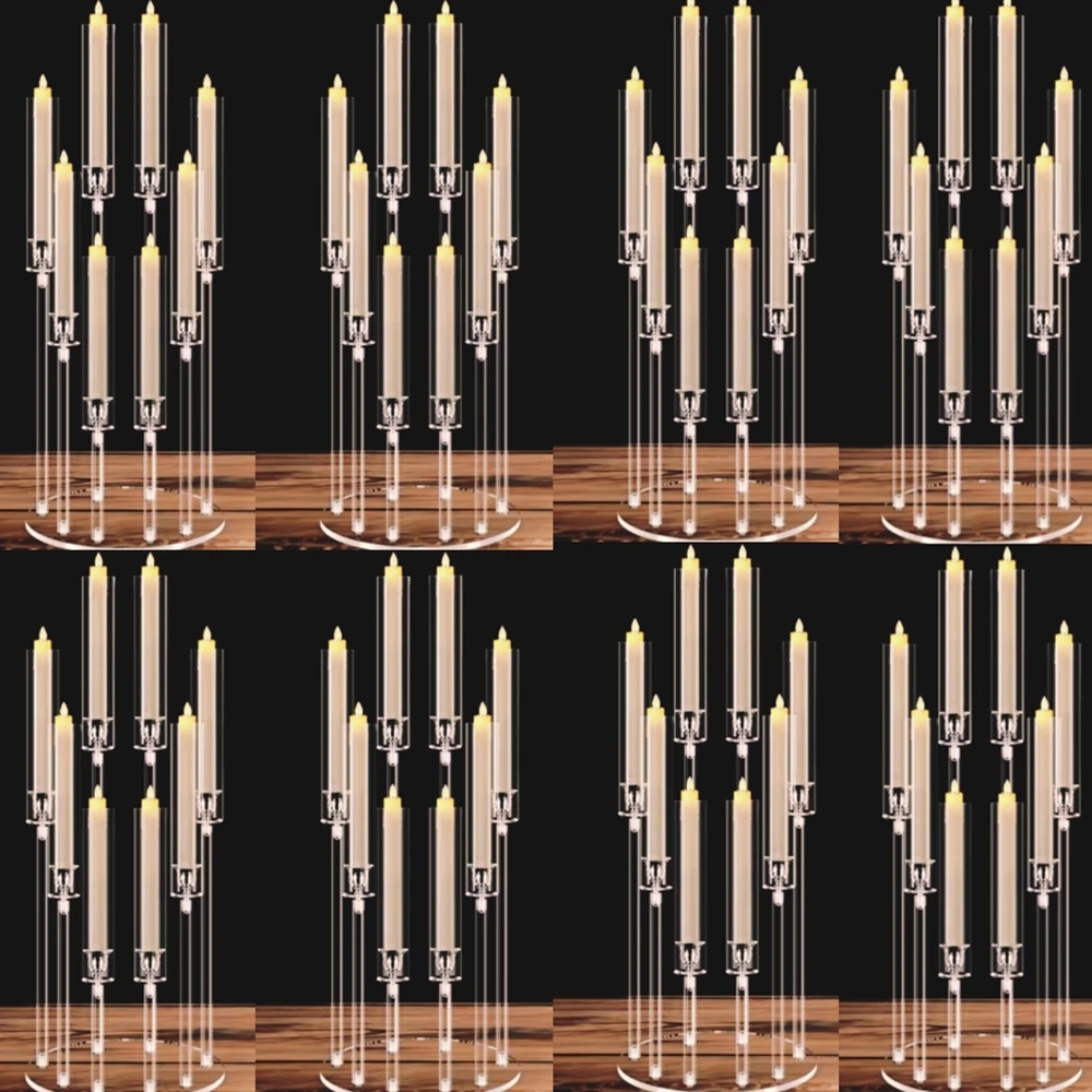 5pcs/10pcs)candle holder kerzenhalter candelabro de cristal crystal menorah candlesticks acrylic candelabra centerpiece