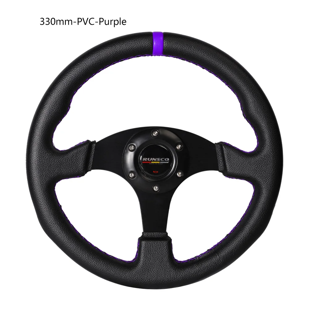 Racing Steering Wheel 330mm/13 Inch Flat Aluminium + PVC Drift Simulation Universal