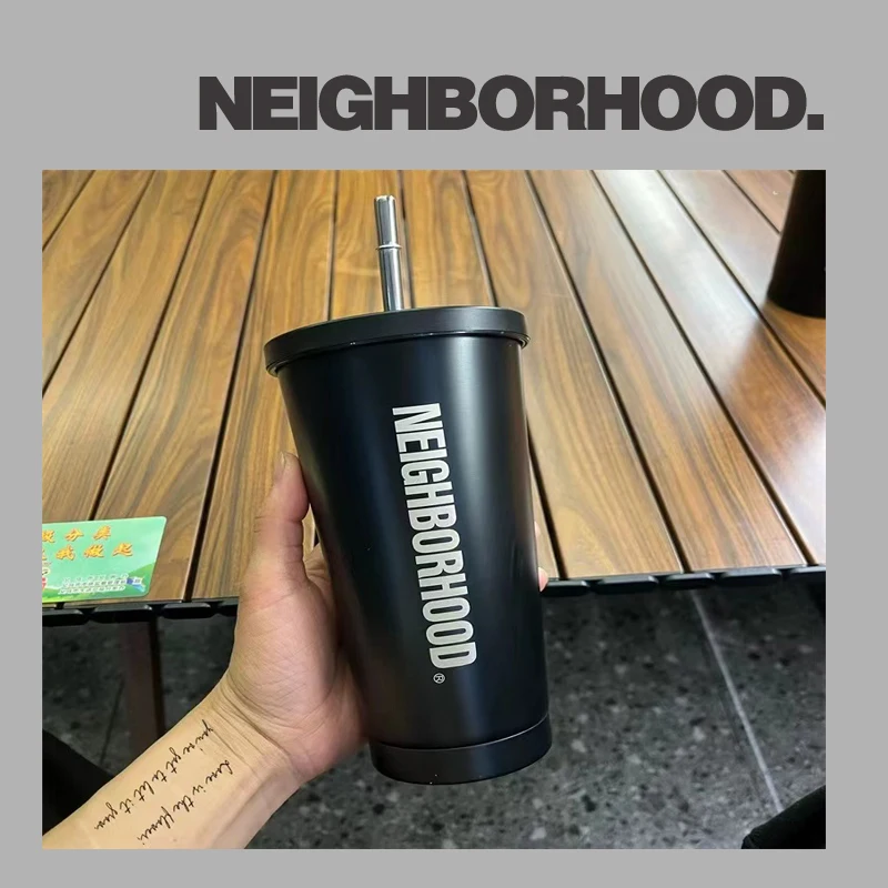 NBHD stainless steel straw thermos cup camping large capacity coffee high-end tumbler with lid customized