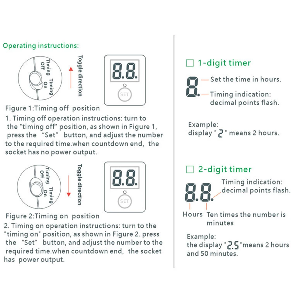 Electrical Socket Power Socket Timer Universal Timing Socket Two Digit Display EU Electronic Digital Countdown Switch Mechanical 220-240V Timer Kitchen Tools