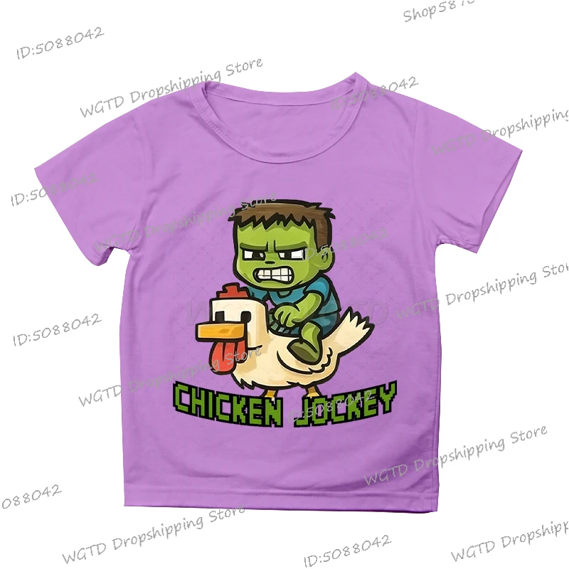 Chicken Jockey Print T Shirt Boys Girls Anime Cartoon Clothes Funny Game Chicken - Picture 17 of 21