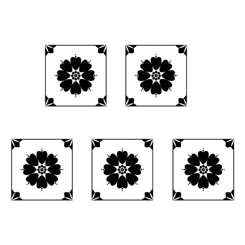 

5pcs Black and White Tile Stickers PVC Waterproof Household Decoration