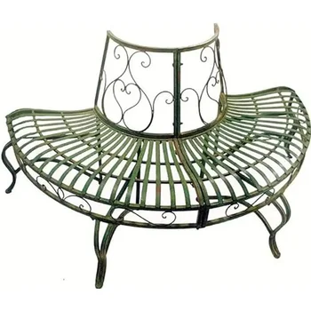 Iron Half-Round Tree Bench, Antique Green Finish 1