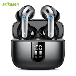 Premium Wireless Bluetooth Earbuds with 52-Hour Playtime and LED Charging Display (Black B)