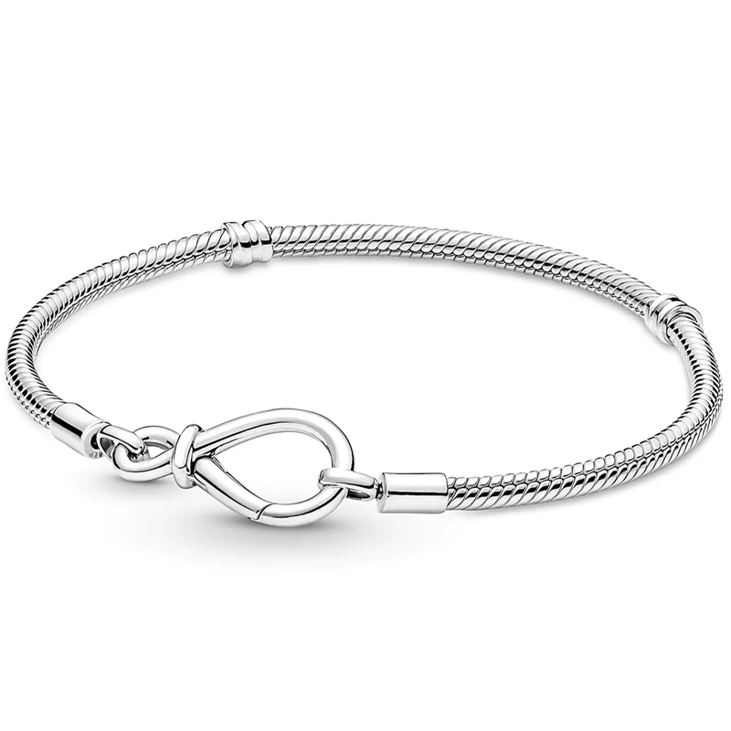 Original 925 Sterling Silver Entwined Infinity Knot Hearts Clasp Snake Chain Bracelet Popular Bead Charm Diy Jewelry - Bracelets - AliExpress