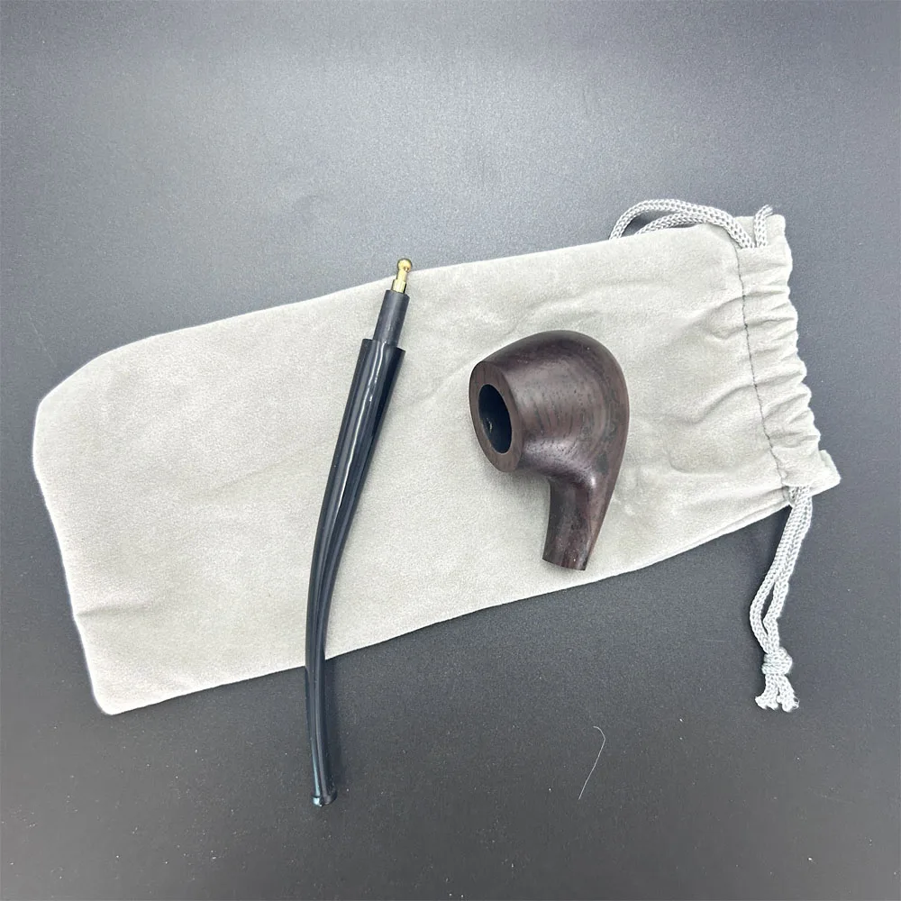 1pcs Handmade Natural Ebony Wood Pipe Durable Sandalwood Tobacco Smoke Pipes With Pipe Bag tobacco pipe