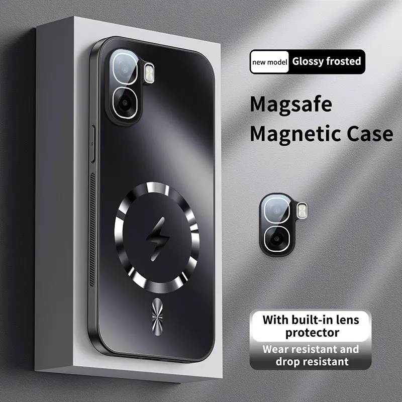 Enhanced Magnetic Shockproof Back Cover with Camera Lens Protection and Wireless Charging Compatibility
