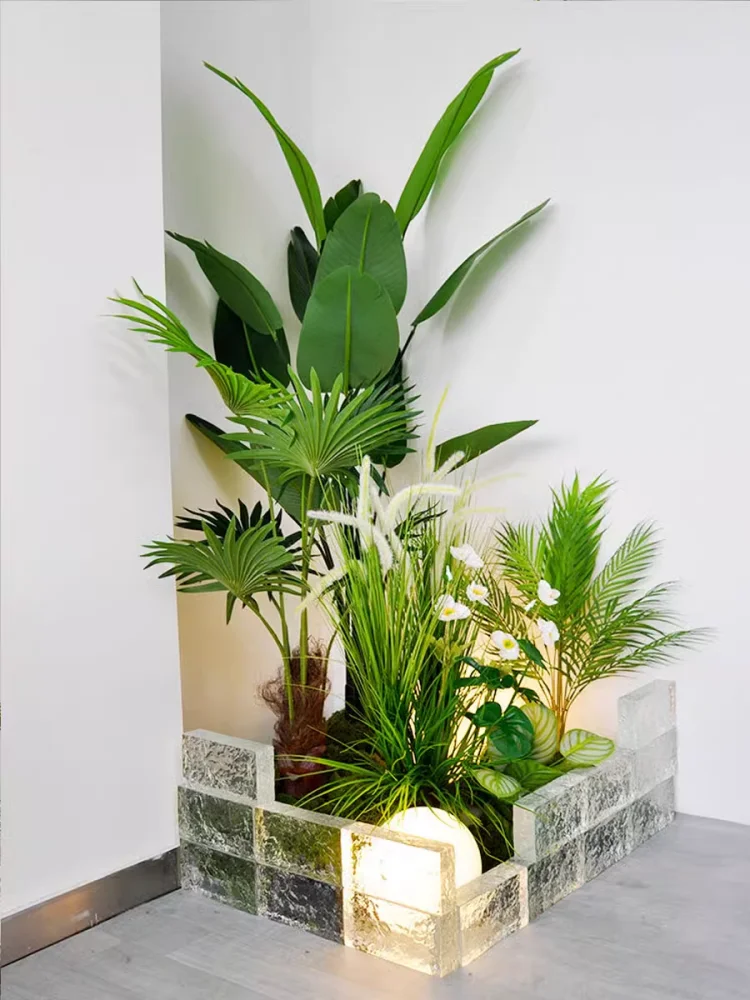 

Simulated green plant landscape decoration combination indoor foyer staircase corner false tree tropical landscape landscaping