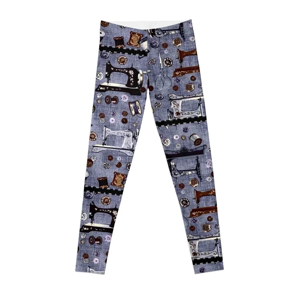 

Vintage Sewing Machines Seamstress Pattern Leggings sports for push up gym womans sports shirts gym Womens Leggings