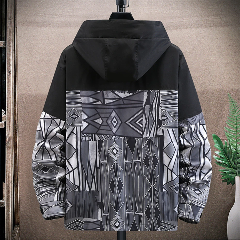 Plus Size 10XL 11XL Jacket Men Hip Hop Streetwear Patchwork Jacket Coat Male Hooded Jackets Big Size 10XL 11XL 2