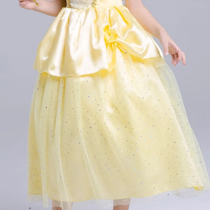 Girl Belle Princess Dress Kids Beauty and The Beast Costume Girl Baby Christmas Princess Birthday Party Fancy Dress 2-10 Years